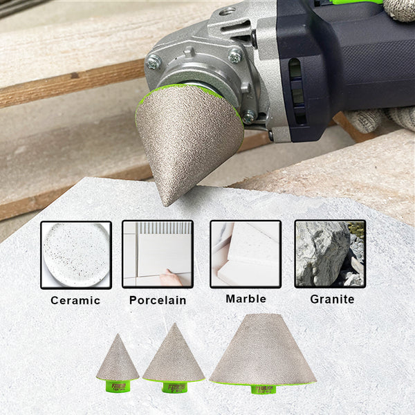 FACHLICH  Diamond Chamfer Milling bits Vacuum Brazed 1 or 2pcs Dia 20/35/50/82mm Enlarging Polishing Holes Angle Grinder  Ceramic Porcelain Tile Marble Granite  M14 Thread