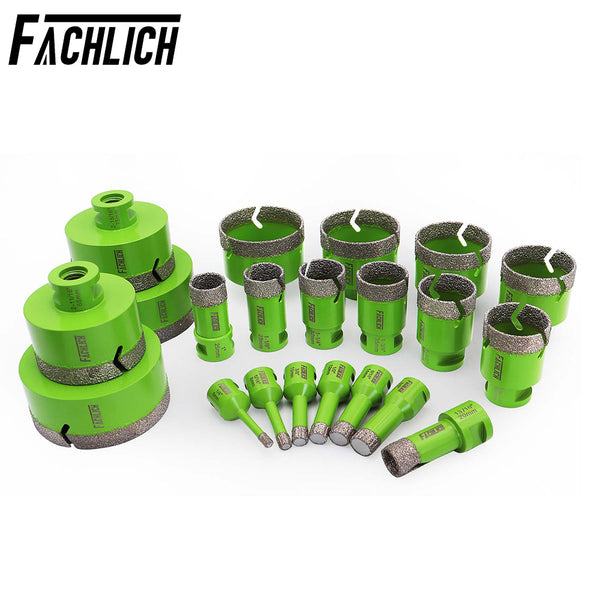 FACHLICH Dry Diamond Drilling Core Bits with 5/8-11 Thread for Ceramic Tile Granite Marble Stone Dia 6-152mm