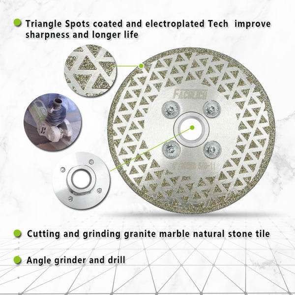 FACHLICH both Side Coated Electroplated Diamond Cutting and Grinding Disc for Granite Marble Tile Dia 4''/4.5''/5''