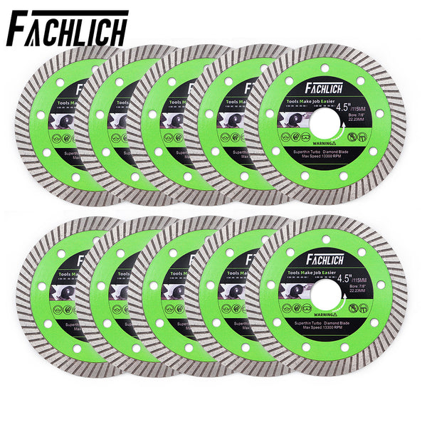 FACHLICH Super-Thin Diamond turbo Cutting Saw Blades for Cutting Hard Material Ceramic Tile Granite Dia 4"/4.5"/5"