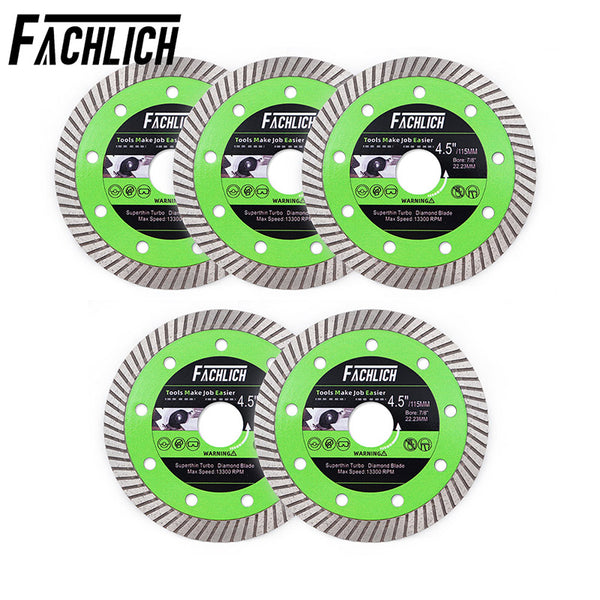 FACHLICH Super-Thin Diamond turbo Cutting Saw Blades for Cutting Hard Material Ceramic Tile Granite Dia 4"/4.5"/5"