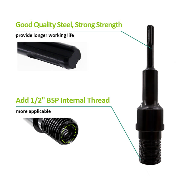 FACHLICH 1pc Adapter UNC Male Thread to SDS PLUS Shank Internal 1/2" BSP Thread Electric Hammer Drill Connector