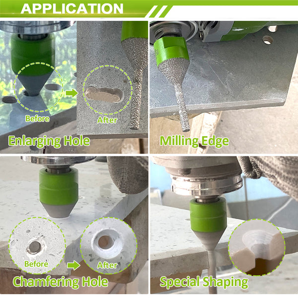 FACHLICH Diamond Chamfer Milling Bits with 5/8-11 or M14 or M10 Thread for Enlarging Polishing and Bevelling the Exist Holes in Ceramic Porcelain Tile Dia 6-25mm